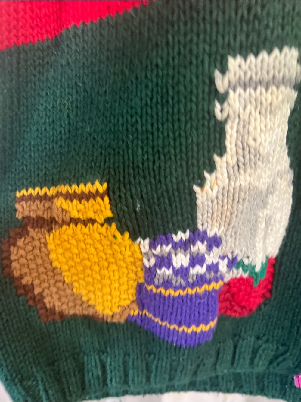 Alexandra Bartlett Vtg 80’s Maximalist Hand Knit/embroidered cat/food cardigan - Picture 7 of 15